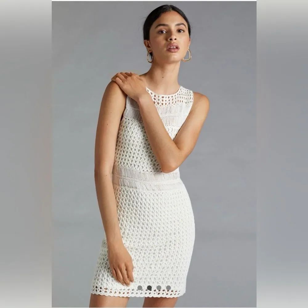 NWOT Anthropologie Line & Dot Crochet Dress Ivory Size Small